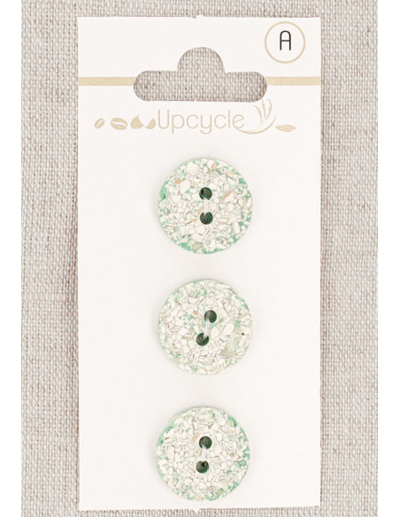 Cartela de 3 botões menta 15 mm 2 furos - Salpicados