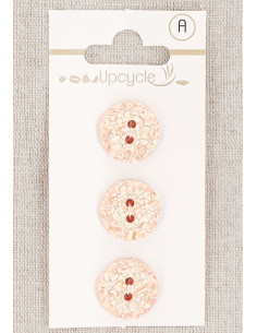 Cartela de 3 botões rosa 15 mm 2 furos - Salpicados