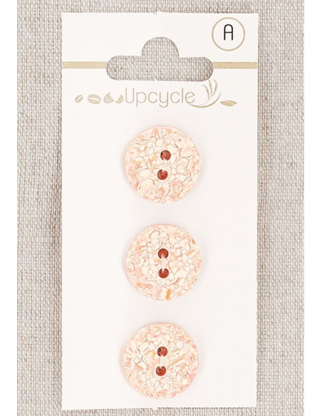 Cartela de 3 botões rosa 15 mm 2 furos - Salpicados