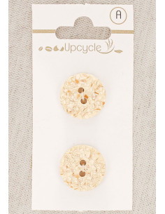 Cartão de 2 botões cru 18 mm 2 furos - Salpicados