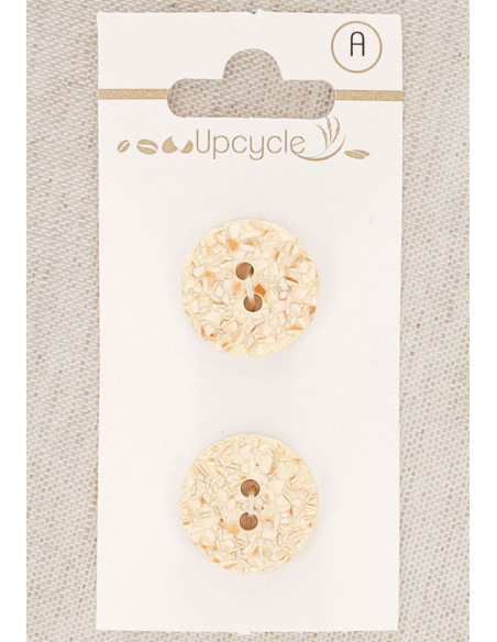 Cartão de 2 botões cru 18 mm 2 furos - Salpicados