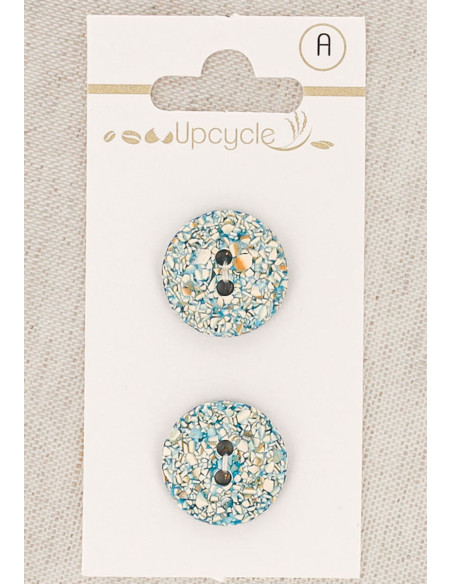 Cartela de 2 botões turquesa 18 mm 2 furos - Salpicados