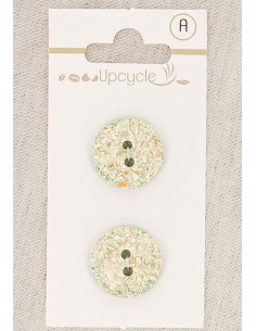 Cartela de 2 botões de menta 18 mm 2 furos - Salpicados