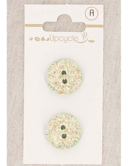 Cartela de 2 botões de menta 18 mm 2 furos - Salpicados