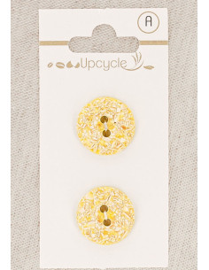Cartela de 2 botões limão 18 mm 2 furos - Salpicados