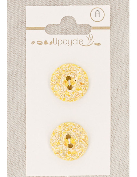 Cartela de 2 botões limão 18 mm 2 furos - Salpicados