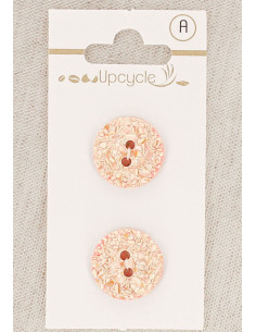 Cartela de 2 botões rosa 18 mm 2 furos - Salpicados