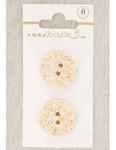 Cartão de 2 botões cru 20 mm 2 furos - Salpicados
