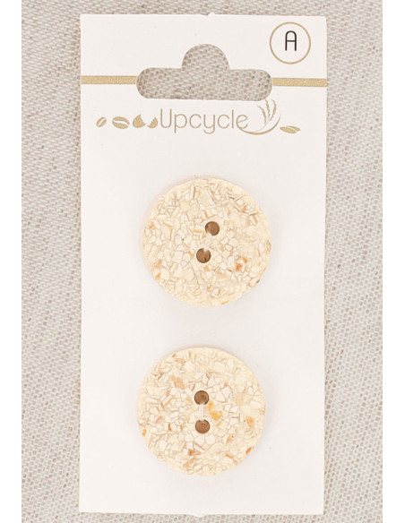 Cartão de 2 botões cru 20 mm 2 furos - Salpicados