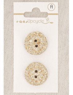 Cartela de 2 botões bege 20 mm 2 furos - Salpicados