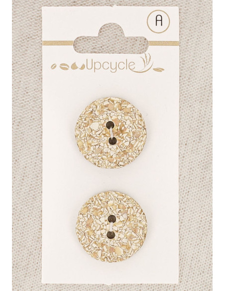 Cartela de 2 botões bege 20 mm 2 furos - Salpicados