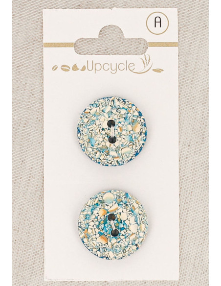 Cartela de 2 botões turquesa 20 mm 2 furos - Salpicados