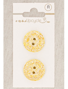 Cartão de 2 botões amarelo-limão 20 mm 2 furos - Salpicados