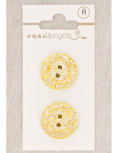 Cartão de 2 botões amarelo-limão 20 mm 2 furos - Salpicados