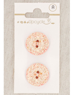 Cartela de 2 botões rosa 20 mm 2 furos - Salpicados