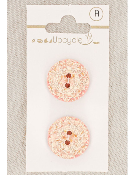 Cartela de 2 botões rosa 20 mm 2 furos - Salpicados