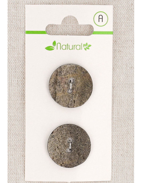 Cartão de 2 botões cinza 20 mm 2 furos - Texturizados