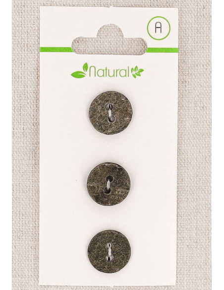 Cartão de 3 botões cinza 13 mm 2 furos - Texturizados