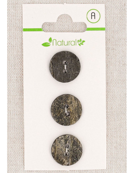 Cartão de 3 botões cinza 15 mm 2 furos - Texturizados