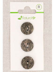 Cartão de 3 botões cinza 15 mm 2 furos - Texturizados
