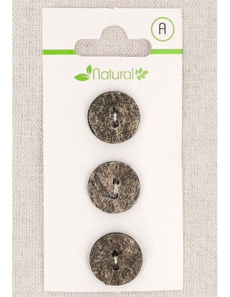 Cartão de 3 botões cinza 15 mm 2 furos - Texturizados