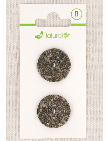 Cartão de 2 botões cinza 20 mm 2 furos - Texturizados