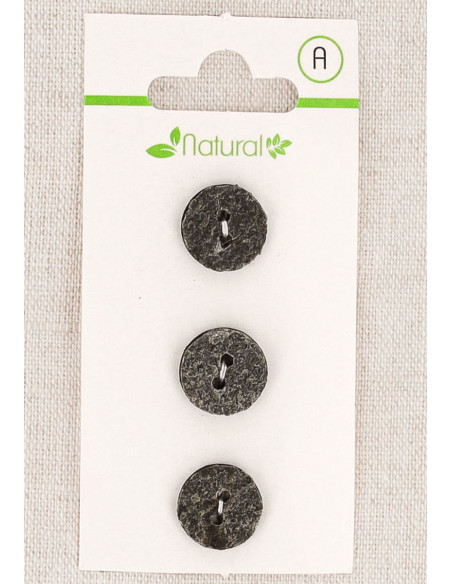 Cartão de 3 botões cinza 13 mm 2 furos - Texturizados