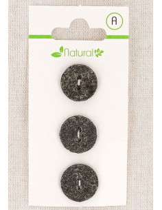 Cartão de 3 botões cinza 15 mm 2 furos - Texturizados