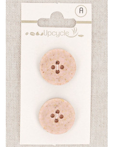 Cartela de 2 botões rosa 20 mm 4 furos - Grãos de arroz