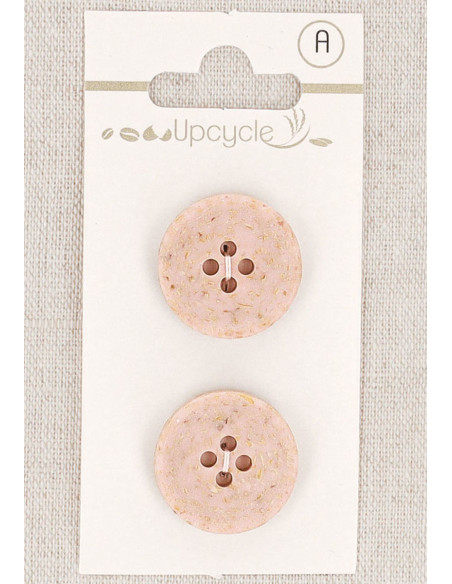 Cartela de 2 botões rosa 20 mm 4 furos - Grãos de arroz