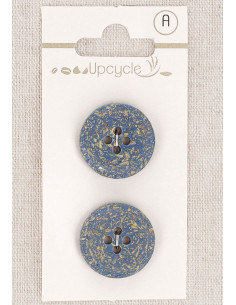 Cartão de 2 botões azuis 20 mm 4 furos - Grãos de arroz