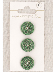 Cartão de 3 botões verdes 15 mm 4 furos - Grãos de arroz