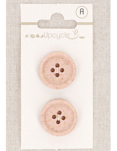 Cartela de 2 botões rosa 20 mm 4 furos - Grãos de arroz enrolados