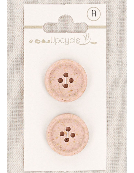 Cartela de 2 botões rosa 20 mm 4 furos - Grãos de arroz enrolados