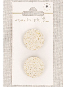 Botão de 2 furos cru 20 mm com pé - Grãos de arroz