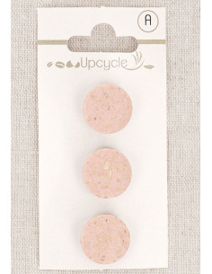 Cartela de 3 botões rosa 15 mm com haste - Grãos de arroz