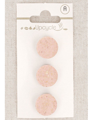 Cartela de 3 botões rosa 15 mm com haste - Grãos de arroz
