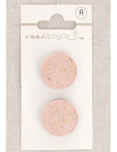 Cartela de 2 botões rosa 20 mm com pé - Grãos de arroz
