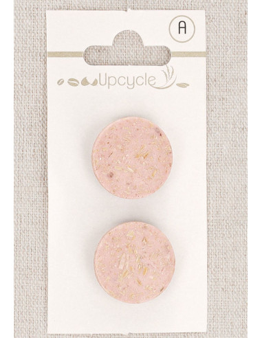 Cartela de 2 botões rosa 20 mm com pé - Grãos de arroz