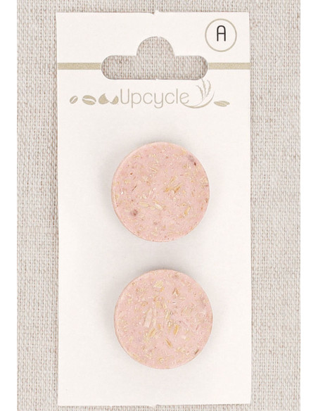 Cartela de 2 botões rosa 20 mm com pé - Grãos de arroz