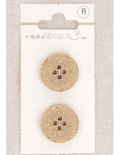 Cartela de 2 botões bege 20 mm 4 furos - Fantasias