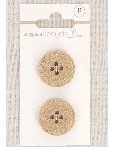 Cartela de 2 botões bege 20 mm 4 furos - Fantasias
