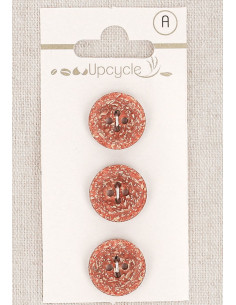 Cartela de 3 botões de cobre 15 mm 4 furos - Fantasias