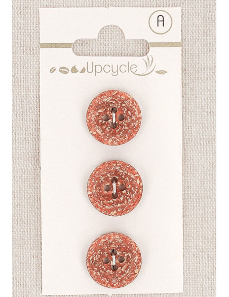 Cartela de 3 botões de cobre 15 mm 4 furos - Fantasias