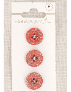 Cartela de 3 botões vermelhos 15 mm 4 furos - Fantasias