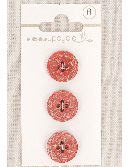 Cartela de 3 botões vermelhos 15 mm 4 furos - Fantasias