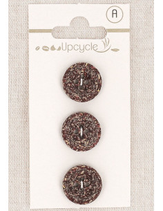 Cartão de 3 botões roxos 15 mm 4 furos - Fantasias