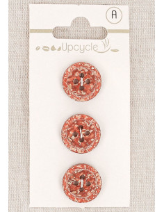 Cartela de 3 botões de cobre 15 mm 4 furos - Fantasias borda enrolada