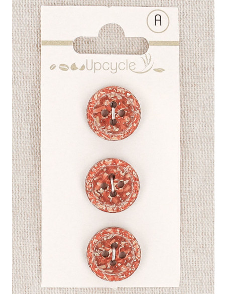 Cartela de 3 botões de cobre 15 mm 4 furos - Fantasias borda enrolada