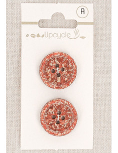 Cartão de 2 botões de cobre 20 mm 4 furos - Fantasias borda enrolada
